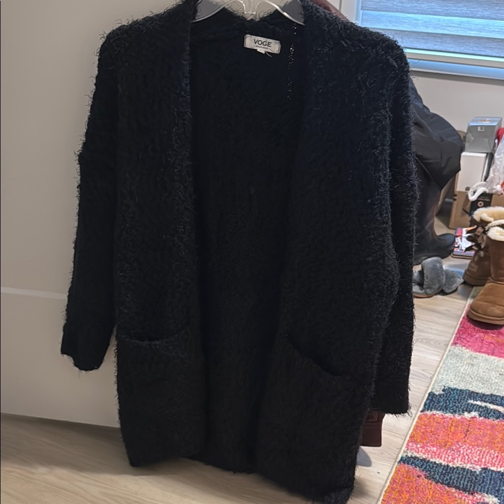 Voge Black Fuzzy Cardigan